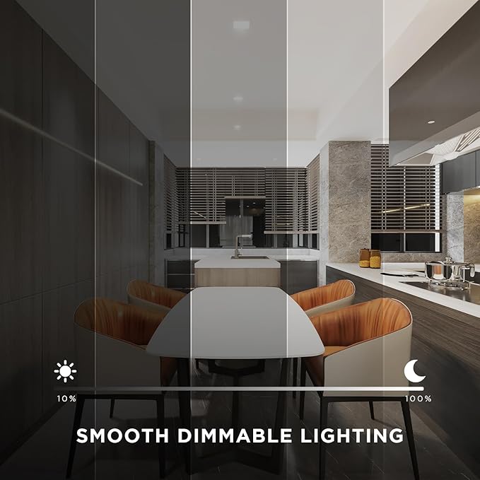 4-Inch LED Square Downlight Luminaire. Recessed Ceiling Light Fixture, 18-Watt, CCT 5 Color Changing (2700K/3000K/3500K/4000K/ 5000K), 1360 Lumens, White, Dimmable