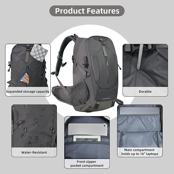 40L Large Capacity Hiking Backpack Lightweight Waterproof and Durable Backpack for Travel Camping Outdoor