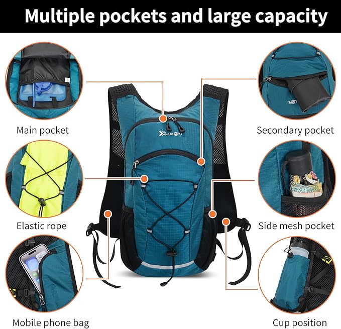 15L Small Hiking Backpack Lightweight Hydration Backpack for Men Women, Warterproof Hiking Daypack for Travel Cycling