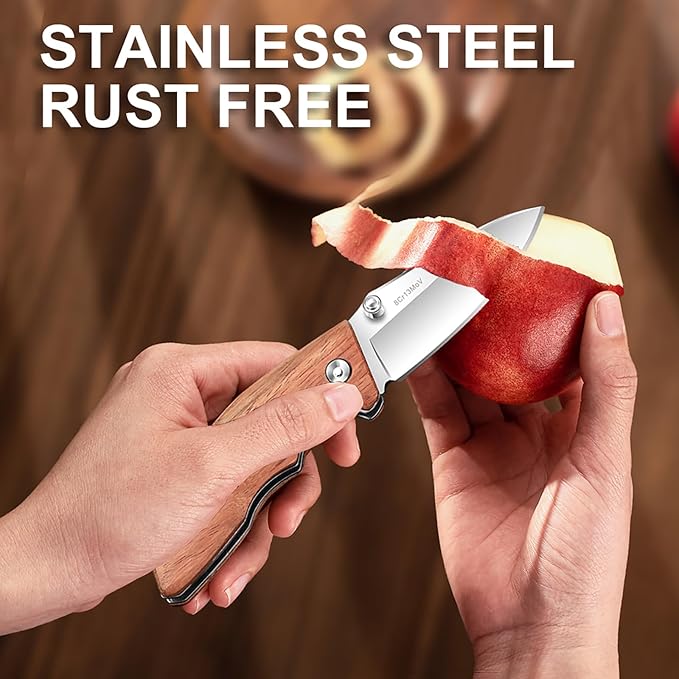 Vickay Pocket Knife, Folding Knife, 2.75" 8Cr13MoV Steel Blade, Wood Handle EDC Knife for Men & Women, Outdoor Camping, Tactical, Hunting, Hiking, Survival - Father?™s Day Gift