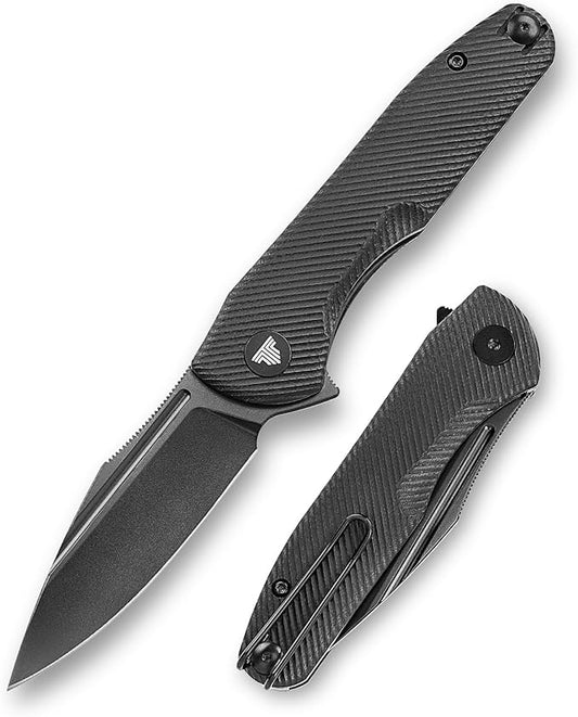 Knives，EDC Pocke Knife with Clip，Folding Flipper Knife for Menï¼?.26" 14C28N Steel Blade（PVD Blackwash），G10 Scales，Outdoor Camping Tool - Antliae-03BG