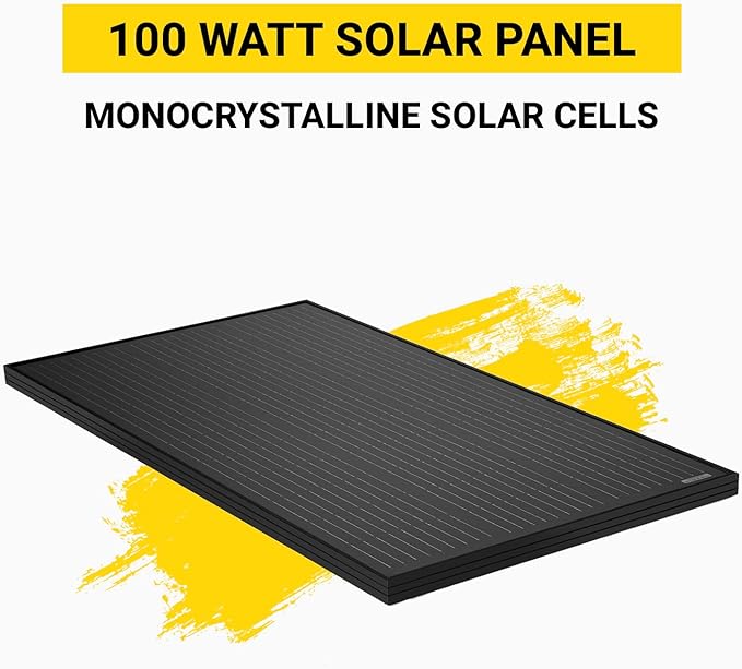 Spartan Power 100 Watt Solar Panel 9 Bus Bar Black Mono Great for RV, Trailer, Camper, Boat, Cabin, Farm, SP-100W