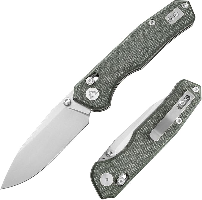 CMB Explorer Micarta Handle 14C28N Steel Blade Crossbar Lock Knife Pocket Folding Tactical Survival Camping Hiking Outdoors EDC Knife with Pocket Clip for Men Women CMB-18 (CMB-18A)