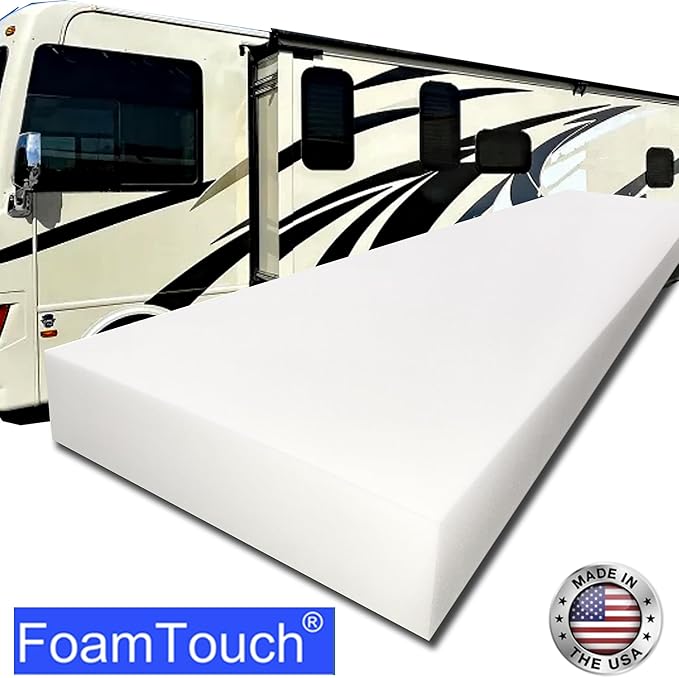 FoamTouch 4" Height x 48" Width x 72" Length Camper/RV bunk Mattress (Foam Only) White -No Cover