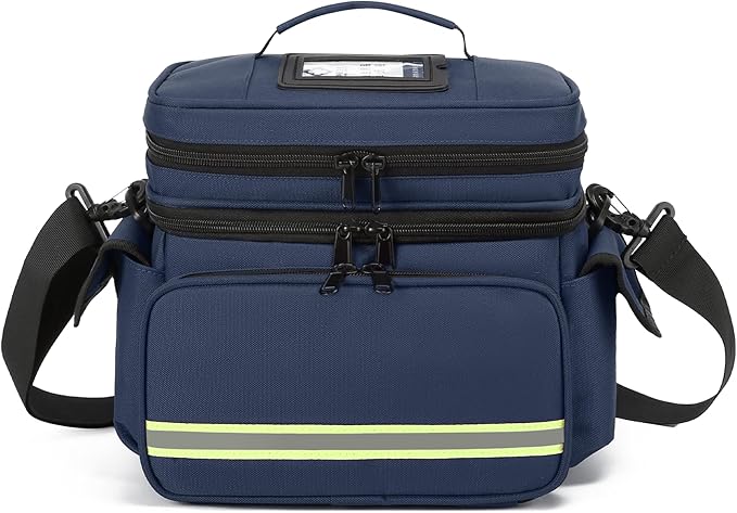 Double Layer First Aid Bag Medical Bag Empty Emergency First Responder Organizer for Nurses,Home Health Care, EMT BLUE