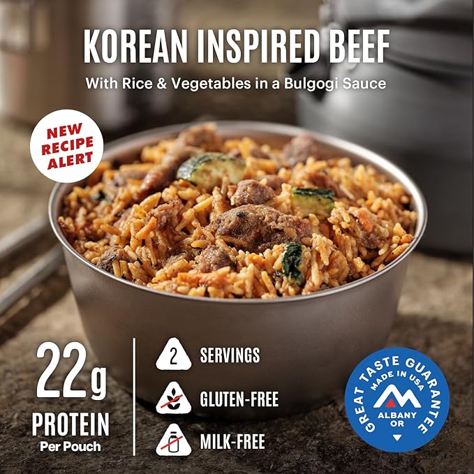 Mountain House GlutenFree Korean Inspired Beef FreezeDried Food for Camping, 12 Servings, 30Year ShelfLife