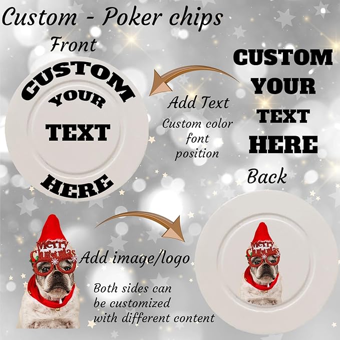 Custom Poker Chips Personalized Plastic Poker Chips with Logo Funny Parties Chips Print Your Photo or Text Golf Ball Markers for Putting Green White