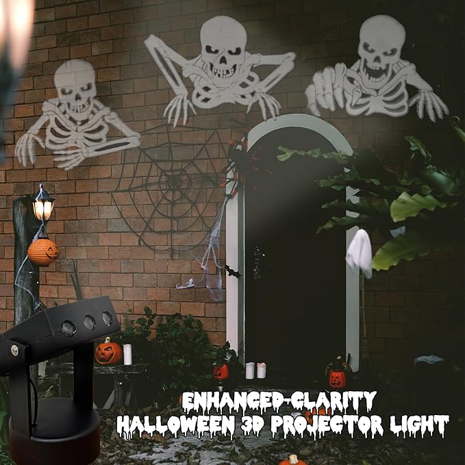 Halloween Projector Lights,Skeleton Ghost Projector for Halloween Outdoor Indoor Party Patio Garden Home House Decoration Landscape