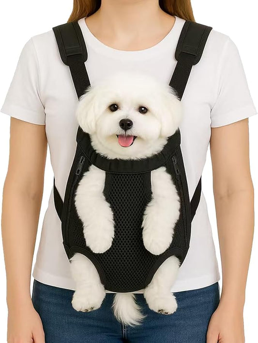 Dog Backpack Carrier, Adjustable Pet Front Carriers, Legs Out Carrying Sling Travel Bag for Small Medium Dogs 10-16 Lbs, Soft Wearable Puppy Chest Carry Backpacks for Walking/Hiking/Camping/Traveling