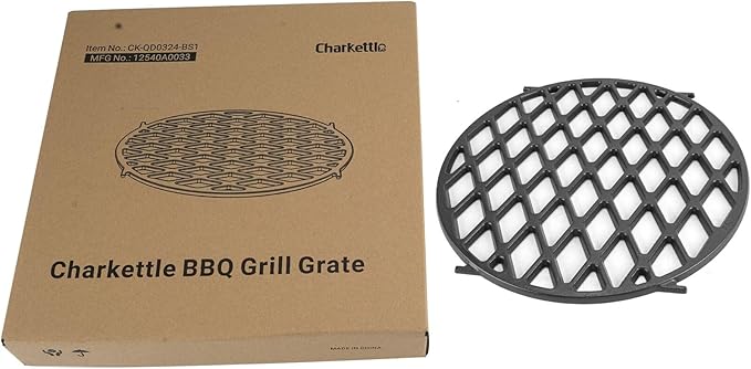 Charkettle Cast Iron Gourmet BBQ System 11.8 Inch Sear Grate Replacement for 8834, Thick Searing/Cooking Grid, Compatible with 22-1/2 inch Weber Charcoal Grills