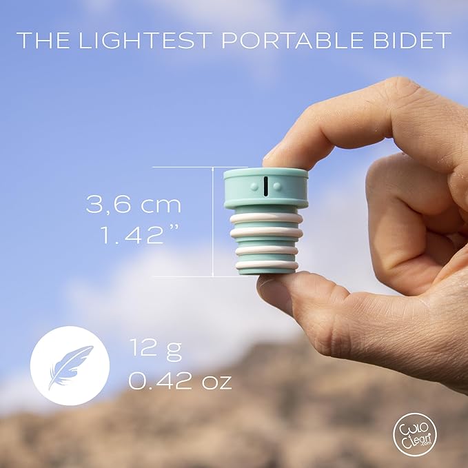 CuloClean Portable Bidet for Toilet, Travel, or Camping. Compatible with Any Plastic Bottle. Discreet, Sanitary or Travel Shower, Attachable Stopper, Backcountry Bidet Nozzle (1pcs Aquamarine)