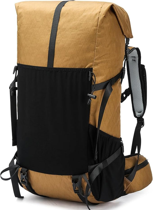 Hiking Backpack,30L +10L Extra Large Capacity Hiking Bag,Internal Frame Camping Backpack,Upgraded X-PAC Lightweight Sport Daypack Travel Backpacks Fit For Mountain Climbing Camping (Brown)
