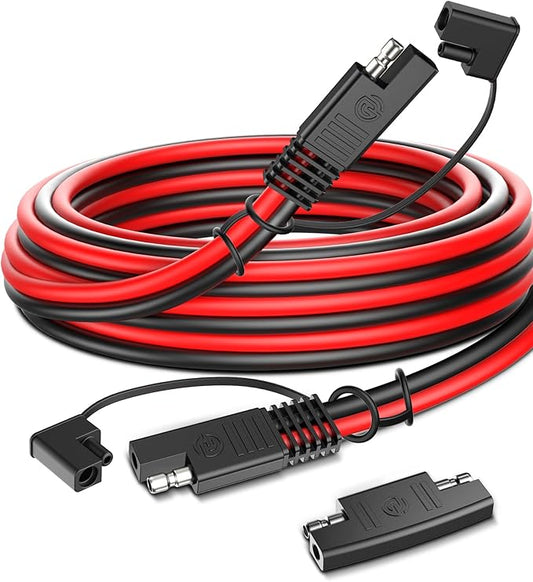 SAE Extension Cable,(16AWG-20FT) Advanced Heavy Duty SAE to SAE Battery Charging Extension Cord for Motorcycle Automotive Power Trolling Motor Travel Trailer Solar Panel SAE Plug