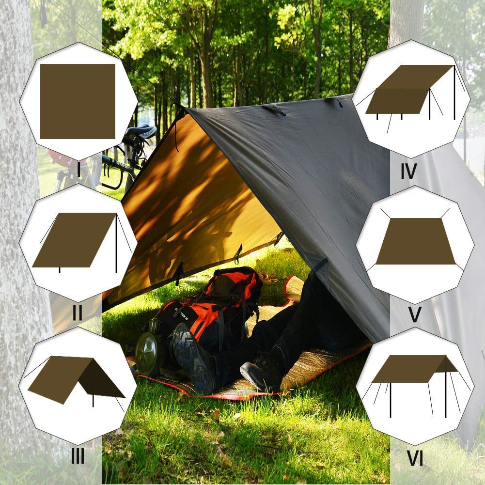 KALINCO Waterproof Camping Tarp Tent Hammock Rain Fly, 10X10FT/10X15FT, Mutifunctional Tent
