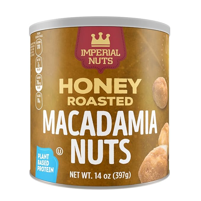 Imperial Nuts - Macadamia Nuts Oil Roasted | Flavored Nut | Gluten Free, Vegan and Keto Friendly Food | Plant Based Protein, Delicious Buttery Taste | Kosher (Honey Roasted Macadamias)