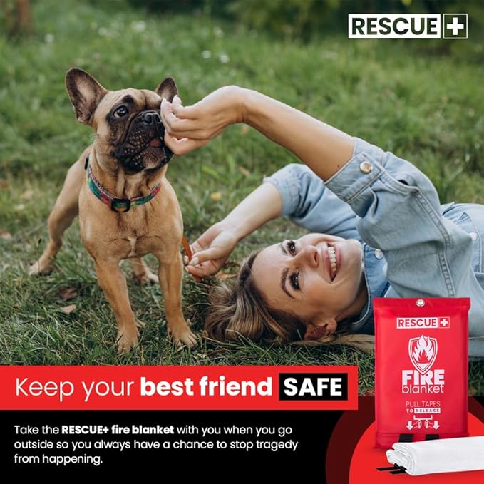 Rescue+ Emergency Fire Blankets ??2 Pack, 40??x 40??Fiberglass Flame Retardant Safety Blanket for Home, Kitchen, Workplace, Travel, Camping, and Car Emergencies