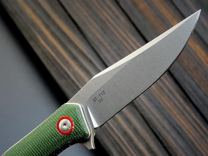 Sitivien ST112 Folding Knife, D2 Blade and Micarta Handle EDC Tool Knife with Pocket Clip for Outdoor Camping Hiking Survival(Army green)