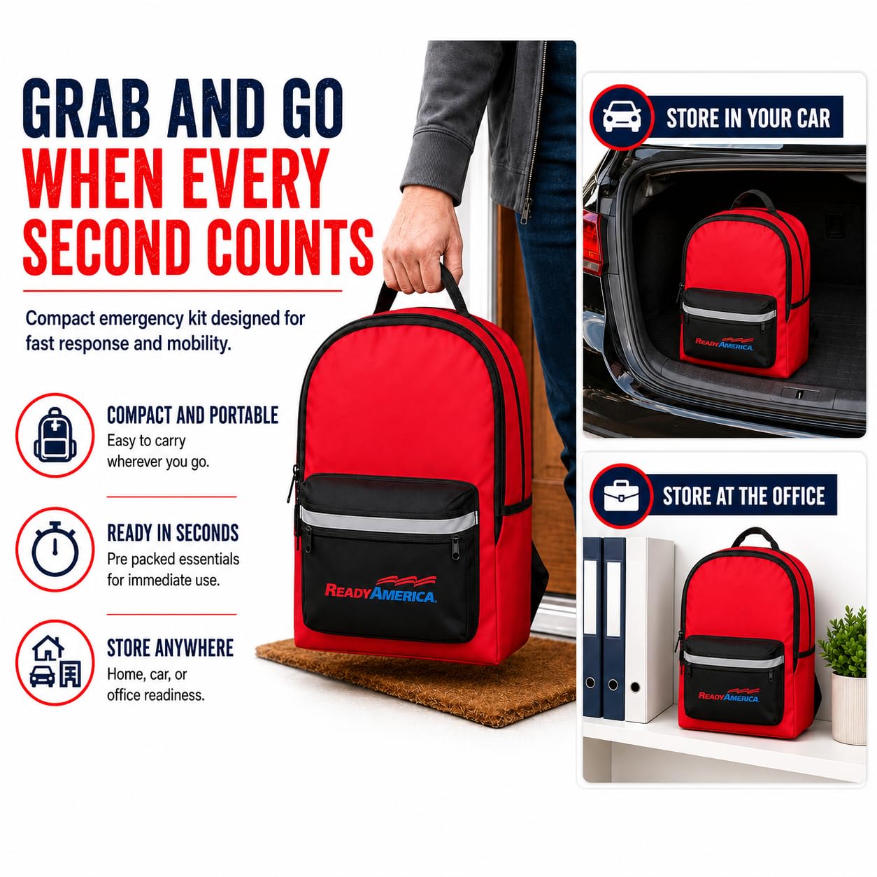 Ready America 70285, 2-Person 3-Day Deluxe Emergency Backpack