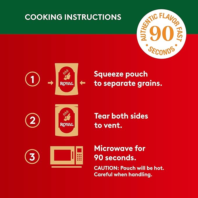 Royal White Queso & Jalapeno Basmati Rice - Ready to Heat Basmati Rice - (4 Pack) 8.5 oz Microwaveable Pouch