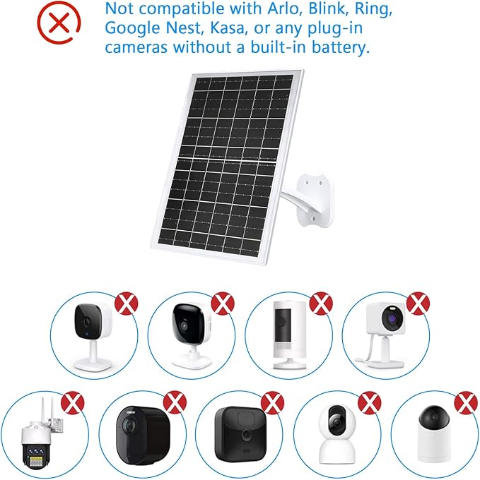 Zivif 13W Solar Panel for Outdoor Security Cameras, USB-C, Micro USB & 5.5x2.1mm DC Output, 360° Adjustable Mount, IP66 Waterproof, 7.2FT Cable, Compatible with Battery-Powered Cameras
