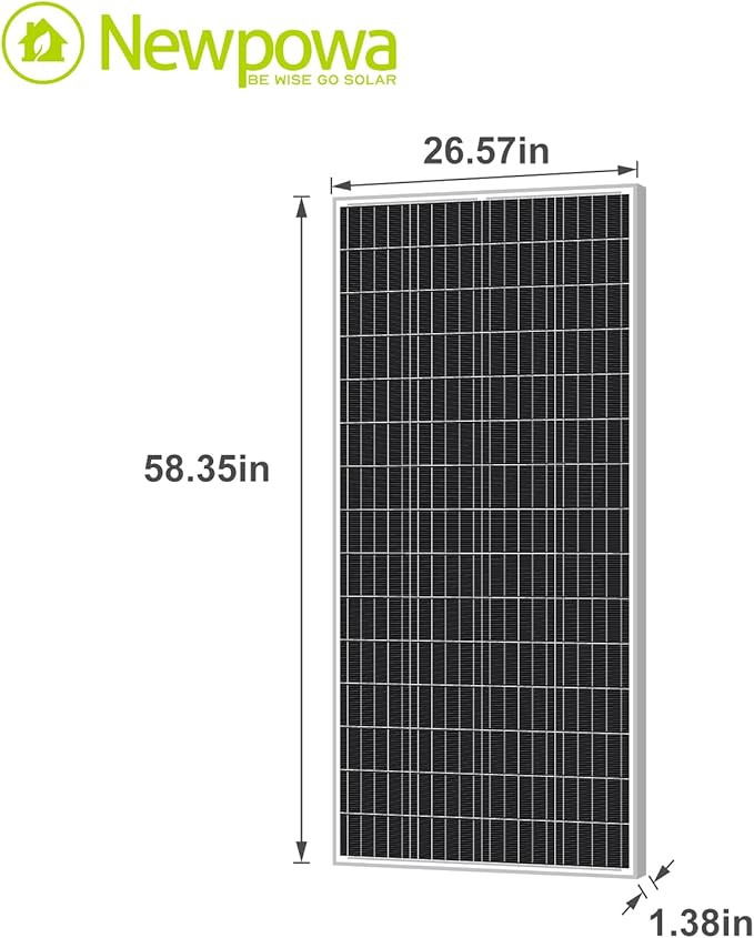 Newpowa 180W(Watt) 9BB Solar Panel 12V Monocrystalline High Efficiency PV Module Off Grid for RV Trailer Camper Rooftop