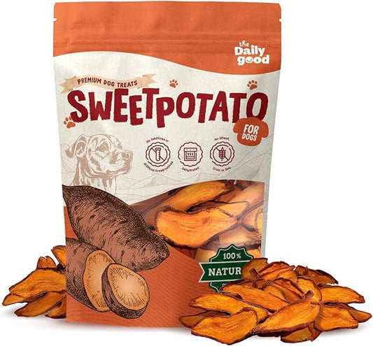 Sweet Potato Chews for Dogs- 100% All-Natural Single Ingredient Dog Treats- Crispy & Crunchy, Hypoallergenic, Grain Free, Easy to Digest, Perfect for Dogs of All Breeds and Sizes, 8 oz