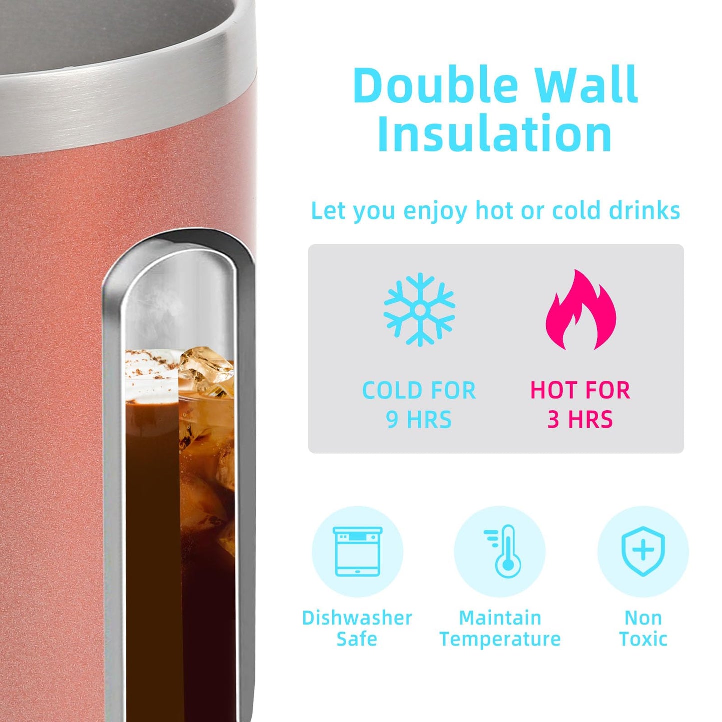 Volhoply 14oz Insulated Stainless Steel Coffee Mug with Lid Bulk 4 Pack,Double Wall Vacuum Travel