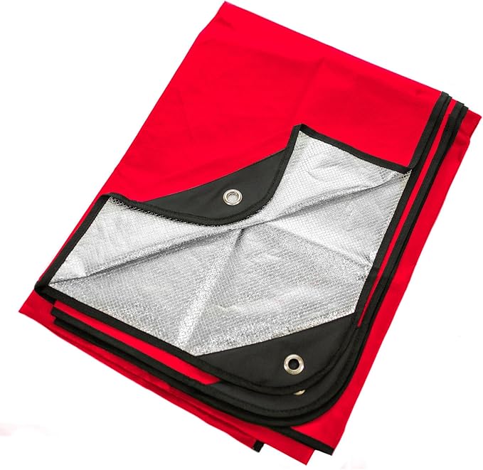 Arcturus Insulated Tarp, Reusable Heavy Duty Thermal Survival Blanket ??60x82in, Reflects 90% Body Heat, Waterproof, Windproof, 3-Layer Design, Reinforced Grommets, Red