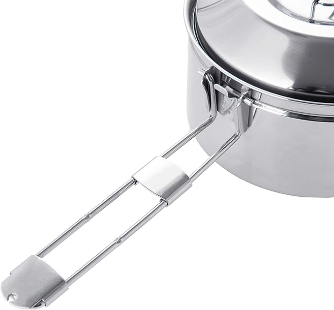 Fire-Maple Antarcti 1.0 Liter Stainless Steel Camping Bowls with Locking Lid, Camping Cook Pot Folding Handle