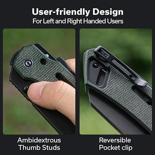 CIVIVI Buster FG Larger Pocket Knife, Superlock Folding Knife for Men Women with 4.2" Nitro-V Blade Micarta Handle, Designed by Snecx Tan C24052-3 (Green)