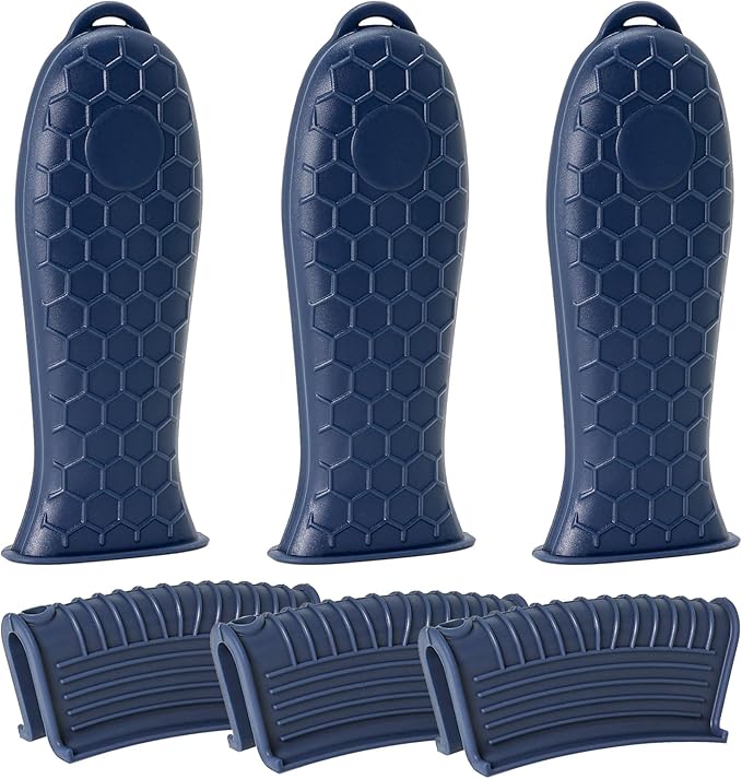 Joyhalo Cast Iron Skillet Handle Covers, 6 Pack Heat Resistant, Silicone Pot Handle Sleeve Covers, Navy