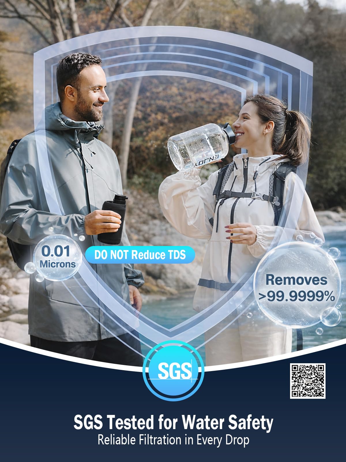 Electric Portable Water Filter for Camping, Hiking, Backpacking, Travel & Emergency Preparedness