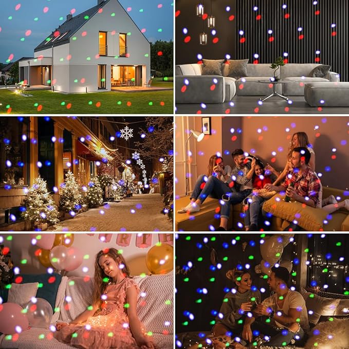 Elec3 Christmas Snow Projector Lights Outdoor, RGBW Snowfall Projector Lamp Rotating Falling Snow Projector with Remote Control Landscape Multicolor Lights for House Yard Garden Halloween Xmas Decor
