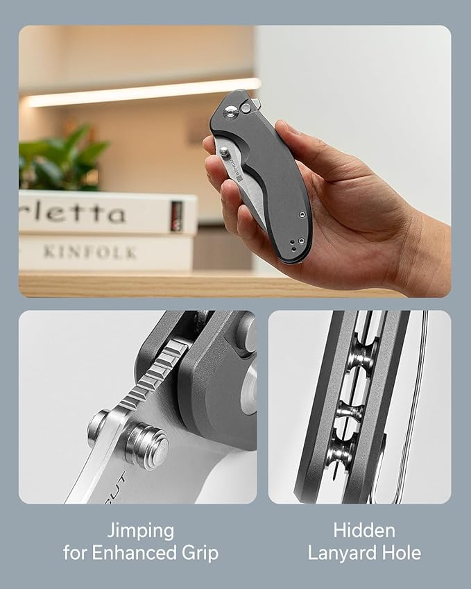 SENCUT Cybrix Folding knife, Pocket Knife with 3.46" 9Cr18MoV Blade Aluminum Handle, EDC Knife Reversible Clip for Men Women Camping Hiking (Gray)