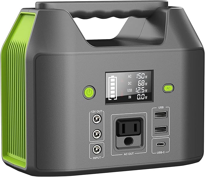 EnginStar Portable Power Station, 150W 155Wh Power Bank with 110V AC Outlet, 6 Outputs External