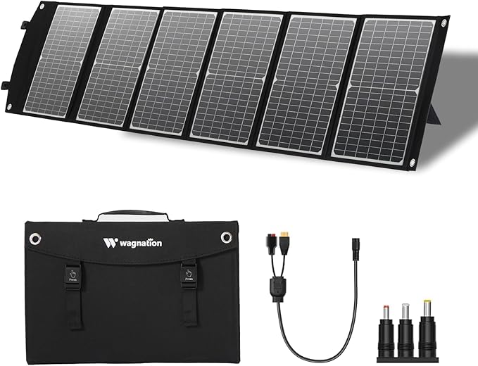 100 Watt Portable Solar Panel, Foldable Solar Panel Charger with Kickstands, QC3.0 USB-A USB-C & DC Output for Phone/Power Station, IP65 Waterproof for Camping Backpacking Hiking RV Blackout