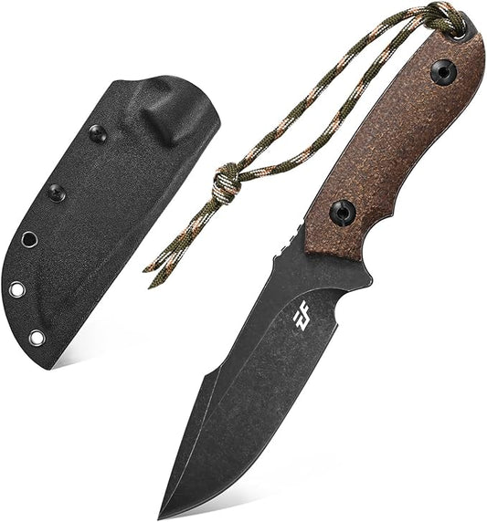 Eafengrow EF130 Fixed Blade Knife, DC53 Steel Blade,G10/Micarta Handle Full Tang EDC Fixed Knifes Straight Knife for Working Camping Hunting Field Adventure Survival
