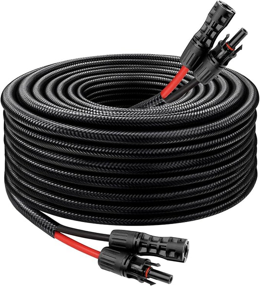 Solar Panel Extension Cable - 8AWG 25FT Solar Wire with Female & Male Waterproof Connector Flame Retardant Protective Sleeving PV Wire for RV, Photovoltaic Systems, Home, Boat, Solar Panels, Car
