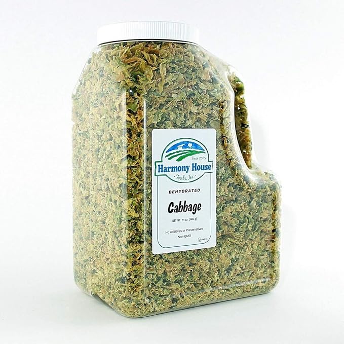 Harmony House Foods Dehydrated Cabbage Flakes - Air Dried Vegetables for Soup and Cooked Dishes, Great for Camping, Survival, and Backpacking, 24 Ounces