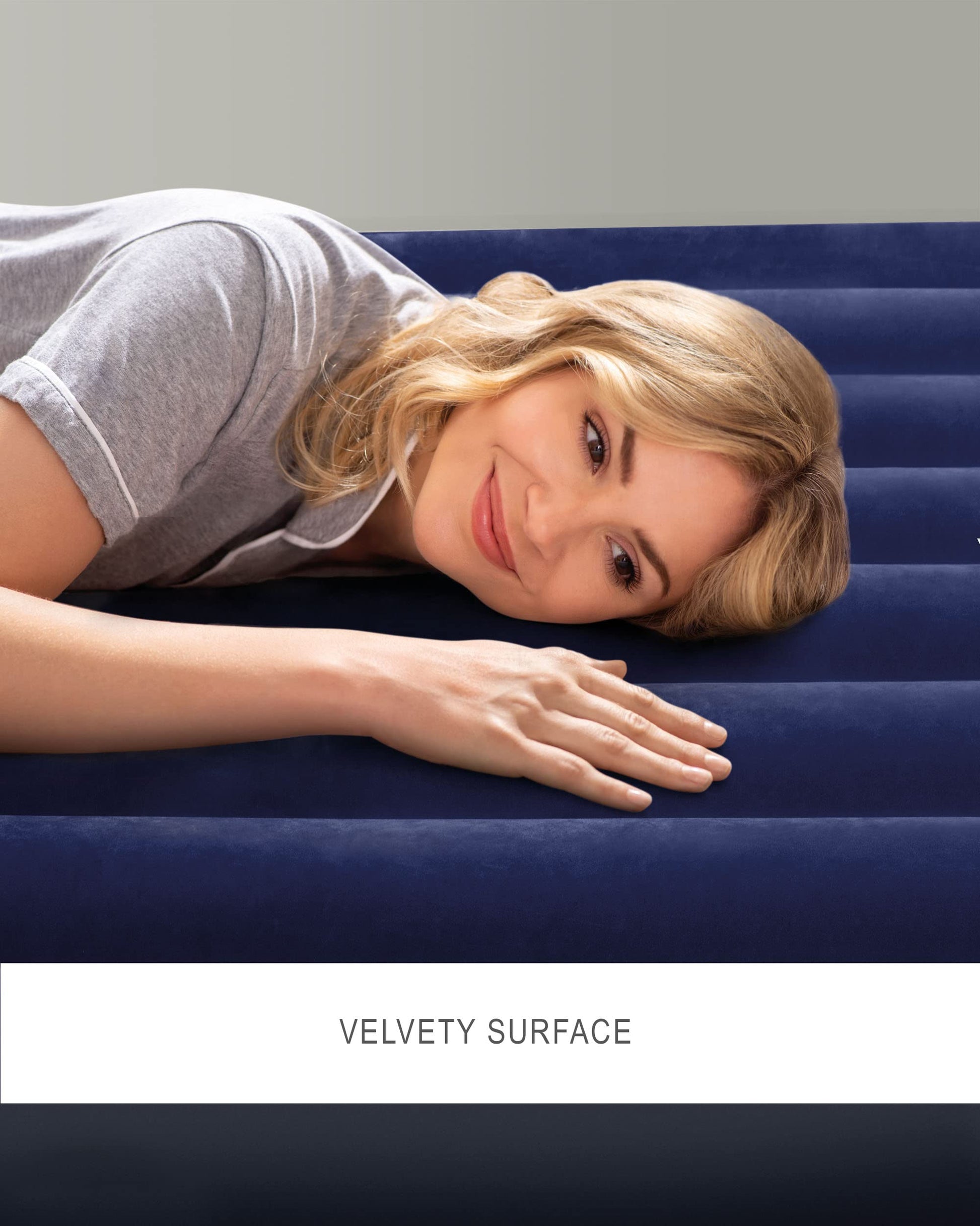 Intex 64758E Dura-Beam Standard Downy Air Mattress: Fiber-Tech, Full Size, 10in Bed Height, 600lb