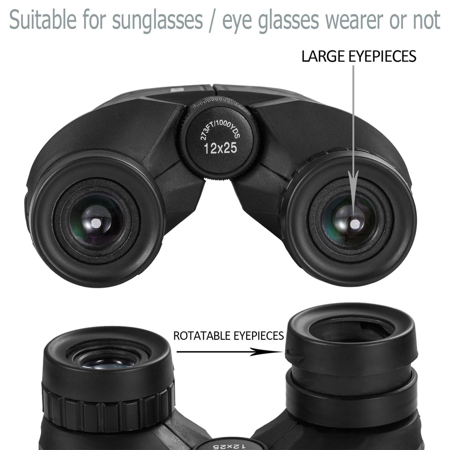 Occer 12x25 Compact Binoculars for Adults and Kids
