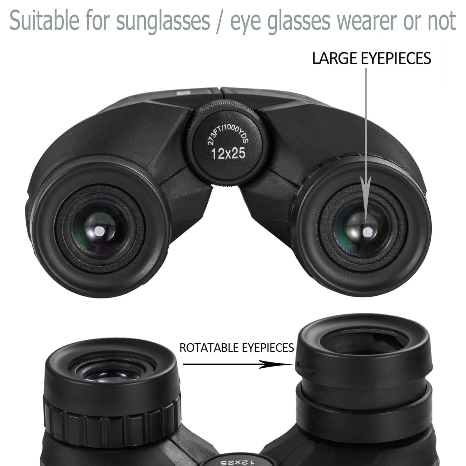 Occer 12x25 Compact Binoculars for Adults and Kids