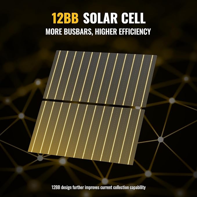 BougeRV Bifacial 300 Watts 12BB Mono Solar Panel, 23% High-Efficiency All Black Design Mono Technology Work with 12 Volts Charger for RV Camping Home Boat Marine Off-Grid, 64.6 x 34.6 x 1.4 in (1PCS)