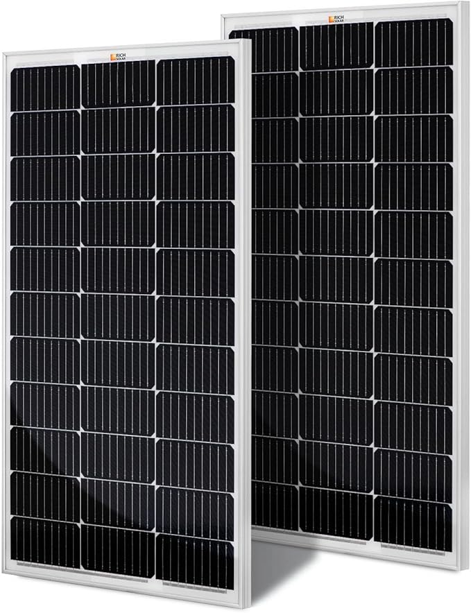 RICH SOLAR 200 Watt 12 Volt Monocrystalline Solar Panel 2 Pack of 9BB Cell 100W High Efficiency Solar Module Charge Battery for RV Trailer Camper Marine Off Grid