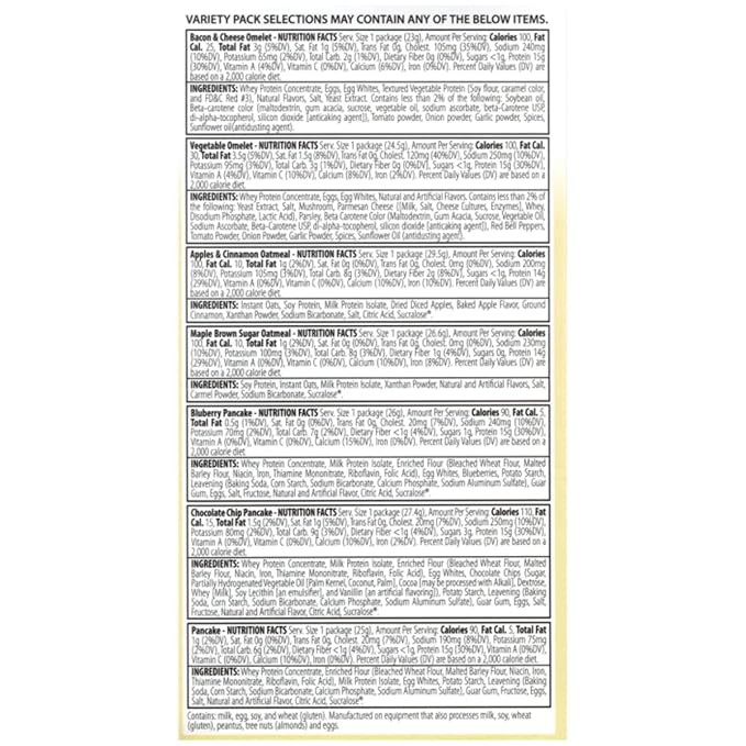 FITWISE - High Protein Breakfast Sampler, Omelets, Pancakes and Oatmeal, Low Calorie, Ideal Protein Compatible, 7 Servings Per Box