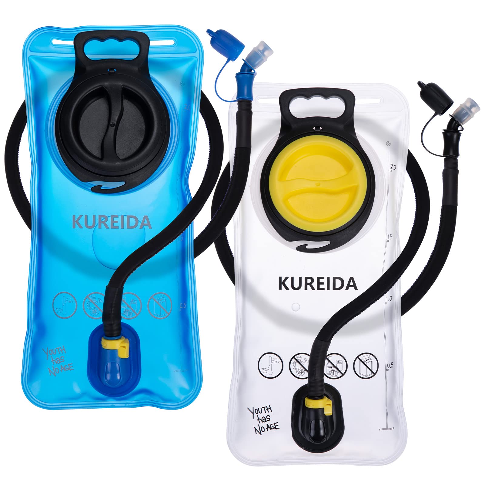 KUREIDA Hydration Bladder 2 Liter, BPA Free Water Bladder for Hiking Backpack Water Storage Bag