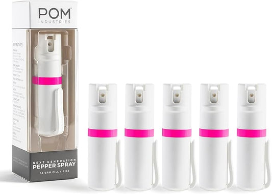 POM Pepper Spray Pocket Clip, Quick Flip Top Safety, Maximum Strength OC Formula with UV Marking
