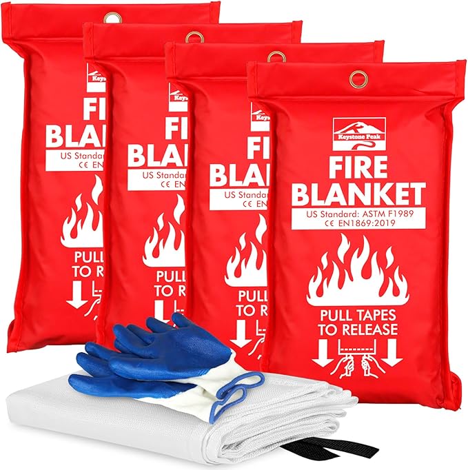 KP Emergency Fire Blanket - 4 Pack 40??x 40????Fire Suppression Blanket for Kitchen, Home & Emergency Use