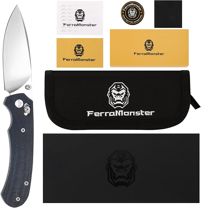 Folding Knife,Pocket Knife,3.31??154CM Blade,Erogonomic Canvas Micarta Handle,Survival Camping Knife with Pocket Clip,EDC Knife for Camping, Hunting, Hiking, Survival,Blue