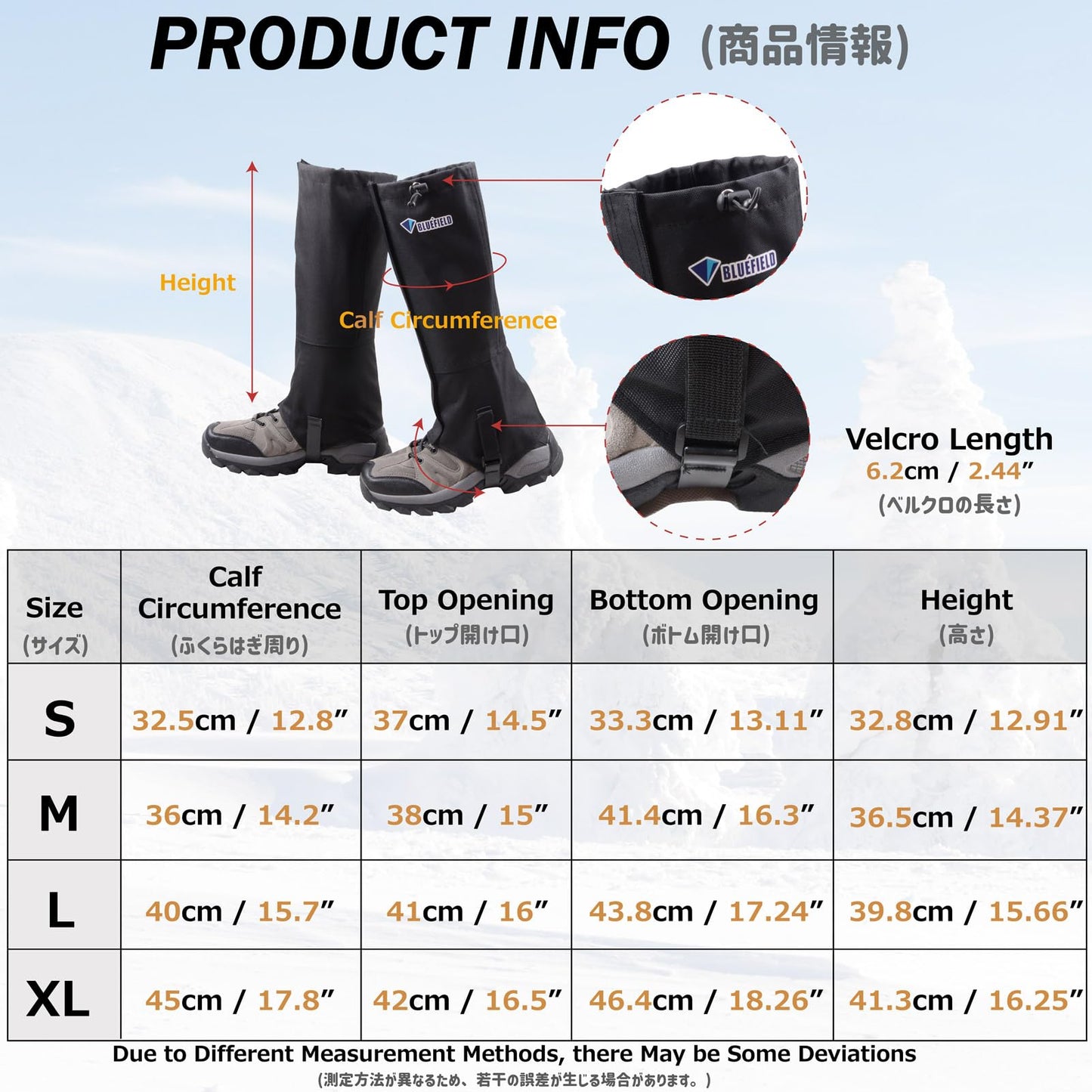 Azarxis Hiking Gaiters for Outdoor Camping Running Walking Backpacking Women Men Ankle Leg Guard